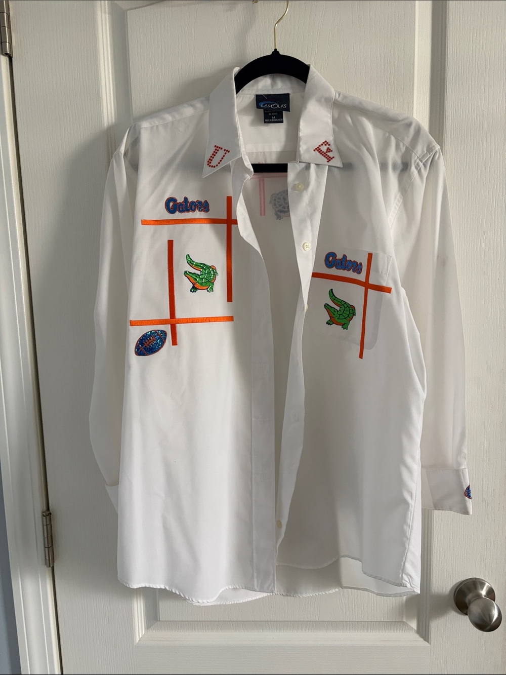 White button down Game Day Florida Gators Embroidered Womens Oxford Shirt Sz M